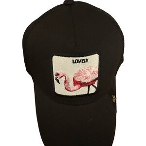 Black Cap with Pink Flamingo Patch